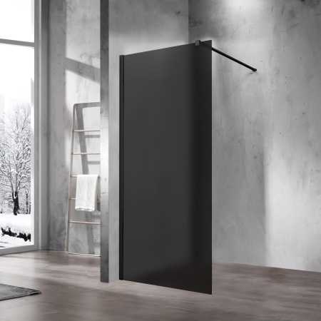 Душевая перегородка Волк-Ин (Walk-In) VSW-1H100GFB, 1000*2000, черный матовый, стекло матовое тонированное
