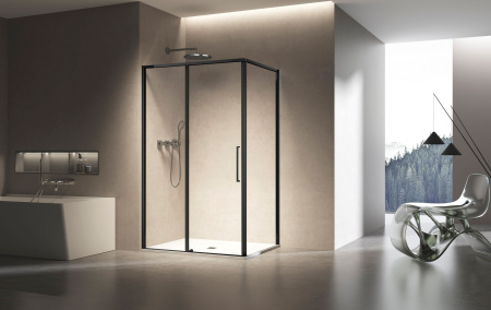 Душевой уголок Слим 8мм (Slim 8mm) VSR-6SL9013CLB, 1300*900, черный, стекло прозрачное