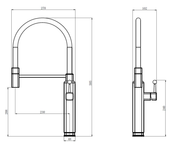 Смеситель для кухни Vincea VKF-101CH, хром