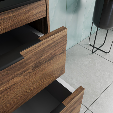 База под раковину Кьяра 2D (Chiara 2D) 600 подвесная, 2 выкатных ящика микролифт, Дуб Чарльстон (C.Oak)