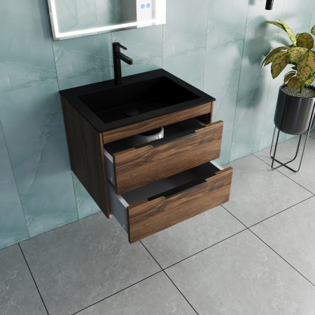 База под раковину Кьяра 2D (Chiara 2D) 600 подвесная, 2 выкатных ящика микролифт, Дуб Чарльстон (C.Oak)