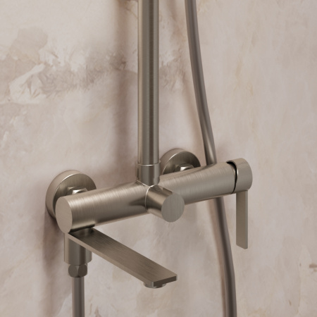 Душевая стойка Линеа (Linea) VSFS-4LN1BN с изливом, брашированный никель