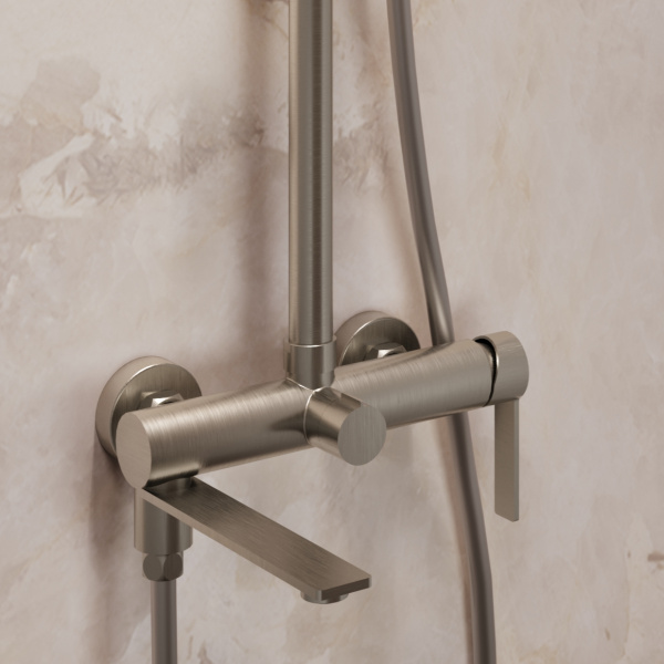 Душевая стойка Линеа (Linea) VSFS-4LN1BN с изливом, брашированный никель