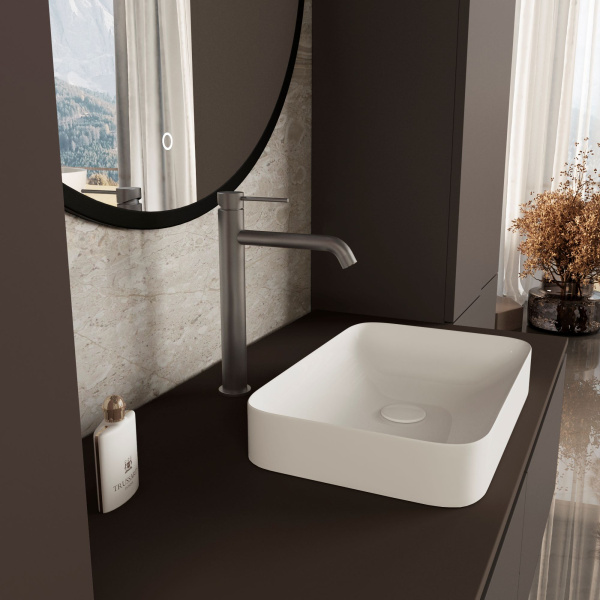 Смеситель для раковины City VBF-2C2GM однорычажный, вороненая сталь