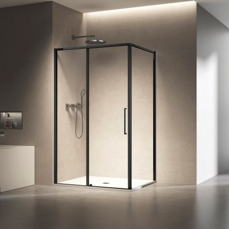 Душевой уголок Слим 8мм (Slim 8mm) VSR-6SL9013CLB, 1300*900, черный, стекло прозрачное