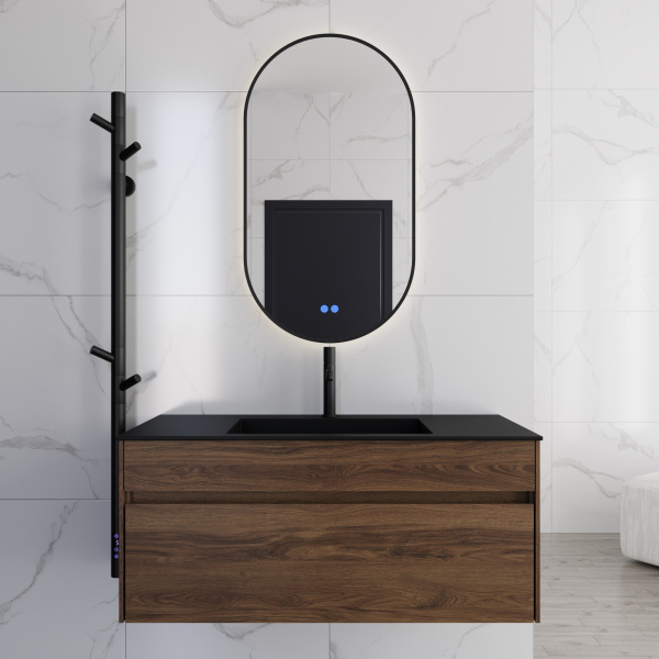 База под раковину Chiara 1000 подвесная, 1 выкатной ящик soft-close, C.Oak