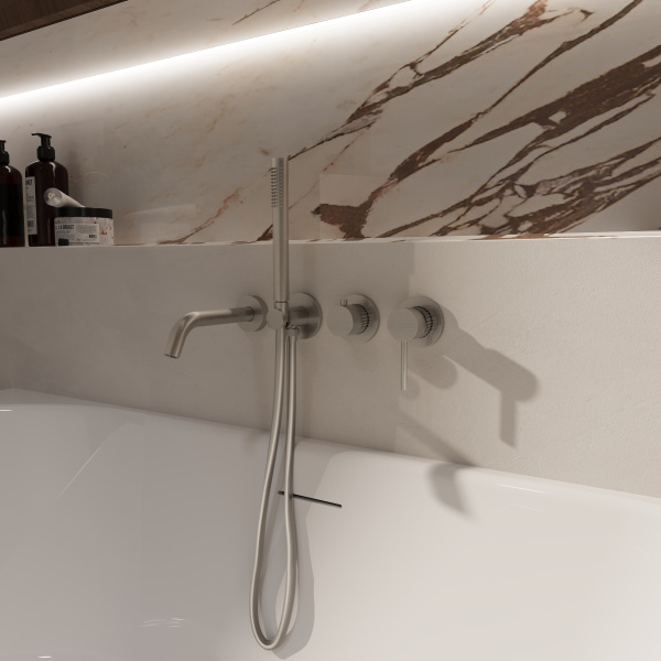 Смеситель для ванны Groove VBTW-4G1BN, встраиваемый, брашированный никель