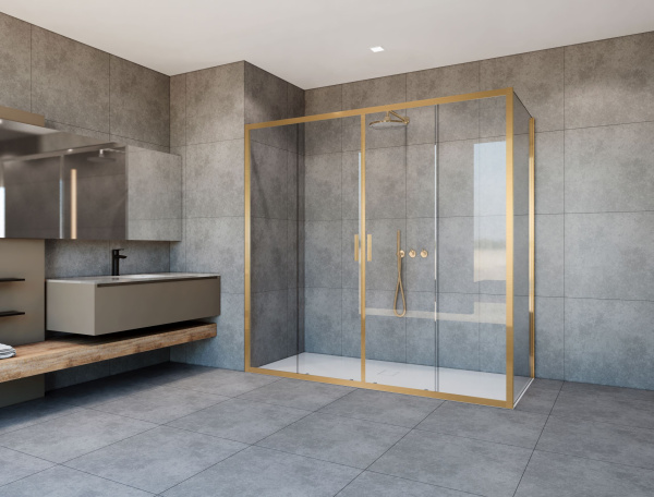 Душевой уголок Garda VSR-1G28017CLG, 1700*800, брашированное золото, стекло прозрачное Душевой уголок Garda VSR-1G28017CLG, 1700*800, брашированное золото, стекло прозрачное