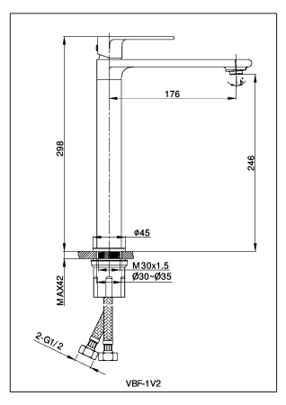 Смеситель для раковины Vogue VBF-1V2MB однорычажный, черный