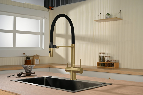 Смеситель для кухни Vincea VKF-120BG, брашированное золото