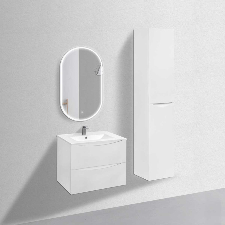 База под керамическую раковину Миа (Mia) 700 подвесная, 2 выкатных ящика микролифт, Белый глянцевый (G.White)