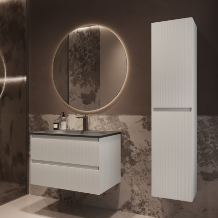 База под раковину Велле (Welle) 800 подвесная, 2 выкатных ящика микролифт, Белый матовый софт-тач