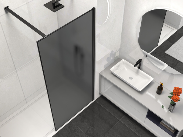 Душевая перегородка Walk-In VSW-1HS100GFB, 1000*2000, черный матовый, стекло матовое тонированное Душевая перегородка Walk-In VSW-1HS100GFB, 1000*2000, черный матовый, стекло матовое тонированное