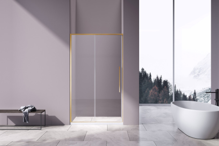 Душевая дверь Слим-Н (Slim-N) VDS-4SN120CLG, 1200, брашированное золото, стекло прозрачное