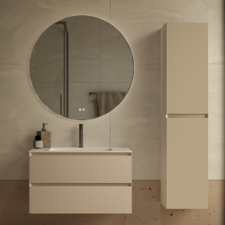 База под раковину Люка Софт-Тач (Luka Soft-Touch) 800 подвесная, 2 выкатных ящика микролифт, матовый бежевый