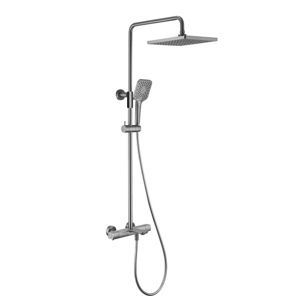 Душевая стойка Next VSFS-1N1TGM термостатическая с изливом, 25см верх душ, вороненая сталь