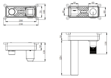 Смеситель для раковины Домус (Domus) VBFW-5DM01GM встраиваемый, вороненая сталь