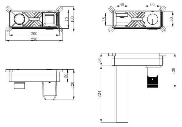 Смеситель для раковины Domus VBFW-5DM01CH встраиваемый, хром