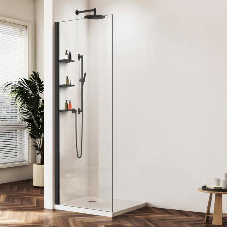 Душевая перегородка Волк-Ин (Walk-In) VSW-1HWS110CLB, 1100*2000, черный, стекло прозрачное