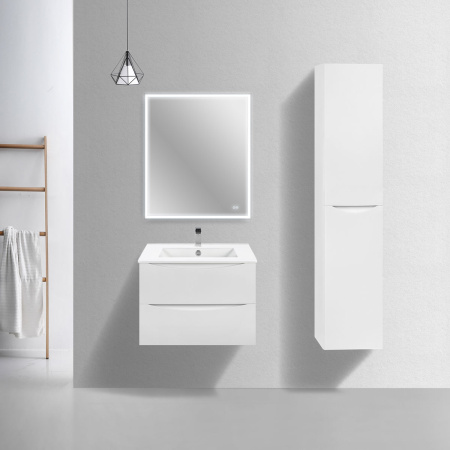 База под керамическую раковину Мия Слим (Mia Slim) 700 подвесная, 2 выкатных ящика микролифт, Белый глянцевый (G.White)