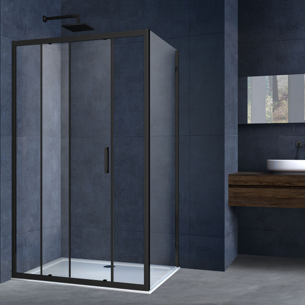 Душевой уголок Alpha VSR-3AL9011CLB, 1100*900, черный, стекло прозрачное Душевой уголок Alpha VSR-3AL9011CLB, 1100*900, черный, стекло прозрачное