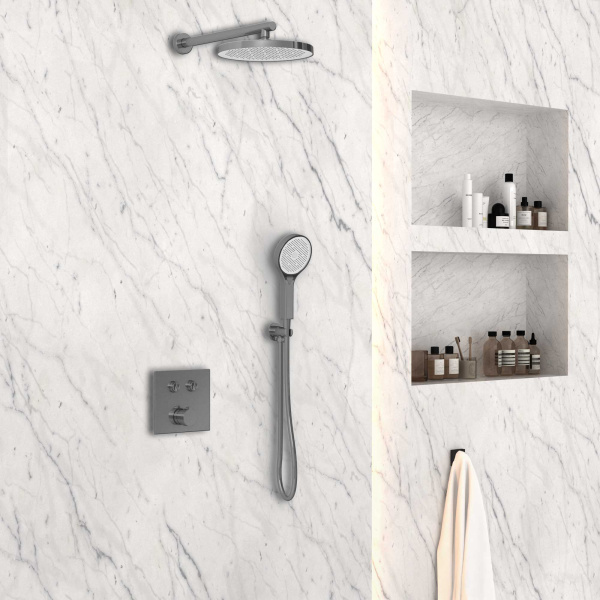 Душевой комплект VSFW-4212GM встраиваемый, двухрежимный, вороненая сталь