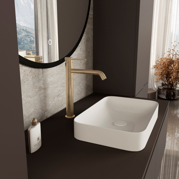 Смеситель для раковины City VBF-2C2BG однорычажный, брашированное золото