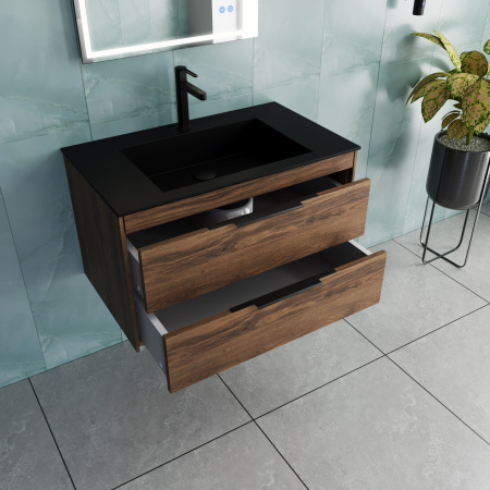 База под раковину Кьяра 2D (Chiara 2D) 800 подвесная, 2 выкатных ящика микролифт, С.Oak