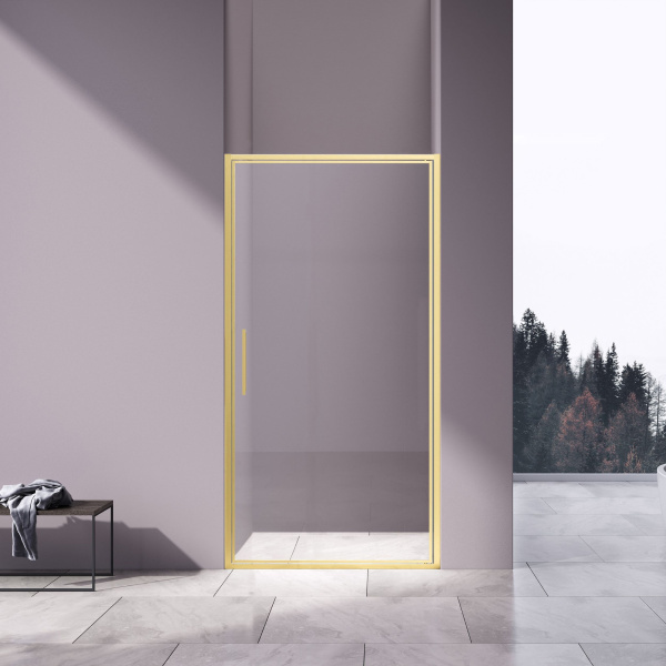 Душевая дверь Slim 8mm VDP-4SL100CLG, брашированное золото, стекло прозрачное Душевая дверь Slim 8mm VDP-4SL100CLG, брашированное золото, стекло прозрачное