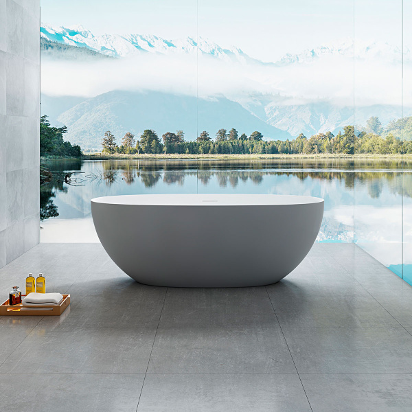 Ванна из искусственного камня Vincea VBT-6S01MG, 1700*750*550, серый/белый мат., слив-перелив 