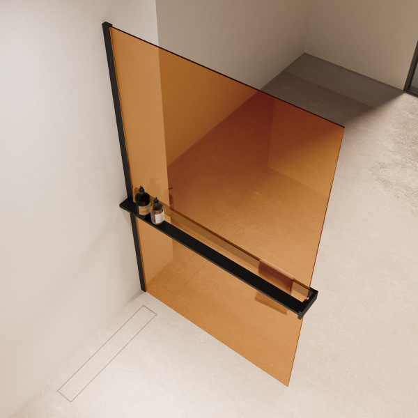 Душевая перегородка Walk-In VSW-1HR900GSB, 900*2000, черный, стекло янтарь Душевая перегородка Walk-In VSW-1HR900GSB, 900*2000, черный, стекло янтарь