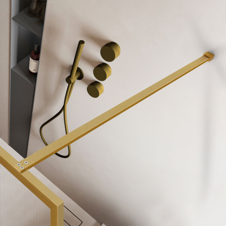 Душевая перегородка Волк-Ин (Walk-In) VSW-1HP110FLBG, 1100*2000, брашированное золото, стекло рифленое