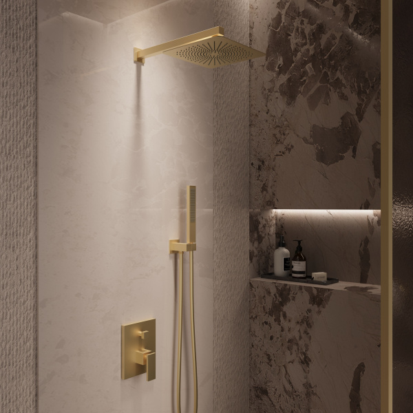 Душевой комплект Dice VSFW-2DS1BG встраиваемый, 2 режима, 25см S304 верх душ, брашированное золото