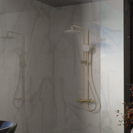 Душевая стойка Рондо (Rondo) VSFS-1R1BG с изливом, брашированное золото