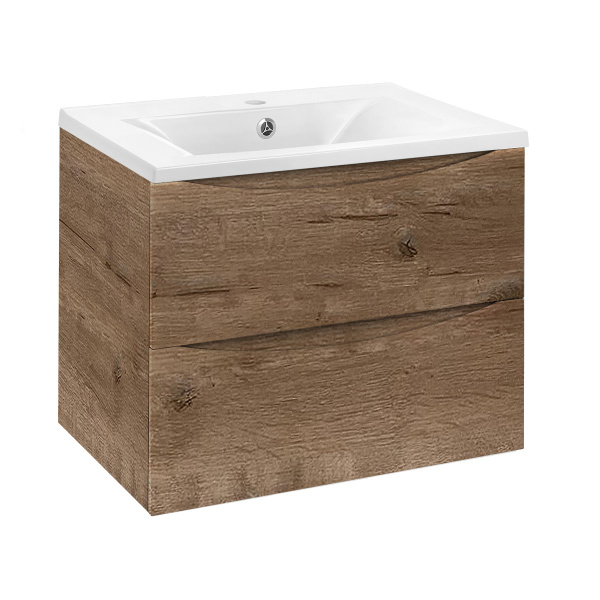 База под раковину Mia 600 подвесная, 2 выкатных ящика soft close, V.Oak