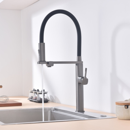 Смеситель для кухни Vincea VKF-119GM, вороненая сталь