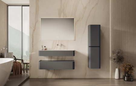 База под раковину Каприз (Caprise) 1200 подвесная, 1 выкатной ящик микролифт, серый матовый