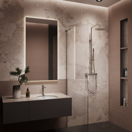 Душевая стойка Линеа (Linea) VSFS-4LN1BN с изливом, брашированный никель