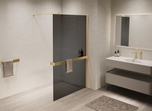 Душевая перегородка Walk-In VSW-1HR110CGG, 1100*2000, матовый золотой, стекло тонированное Душевая перегородка Walk-In VSW-1HR110CGG, 1100*2000, матовый золотой, стекло тонированное