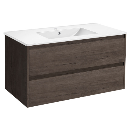 База под раковину Джио (Gio) 1000 подвесная, 2 выкатных ящика микролифт, Тёмный дуб (R.Oak)