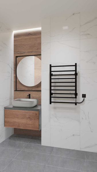 Полотенцесушитель с электрическим нагревательным элементом, тип: Э2. Модель Pro-gress, арт. Vincea VTD-1LBE 50x80, черный, таймер