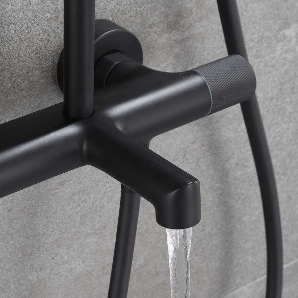 Душевая стойка Desire VSFS-1D1TMB термостатическая с изливом, 25см верх душ, черный