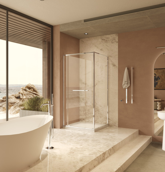 Душевой уголок Теси (Tesi) VSRW-7TS9012CL, 1200*900, хром, стекло прозрачное