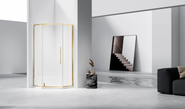 Душевой уголок Слим-Н (Slim-N) VSP-4SN900CLG, 900*900, брашированное золото, стекло прозрачное