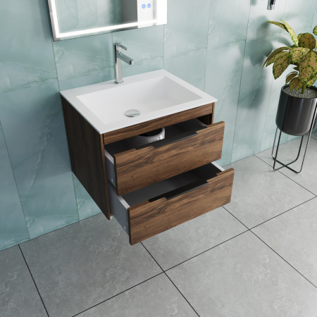 База под раковину Кьяра 2D (Chiara 2D) 600 подвесная, 2 выкатных ящика микролифт, Дуб Чарльстон (C.Oak)