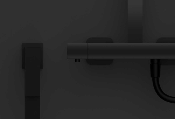 Душевая стойка Next VSFS-1N0TMB термостатическая без излива, 25см верх душ, черный