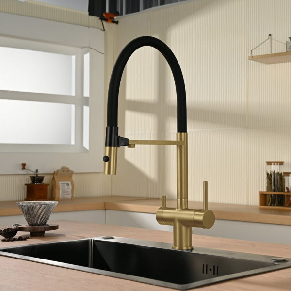 Смеситель для кухни Vincea VKF-120BG, брашированное золото