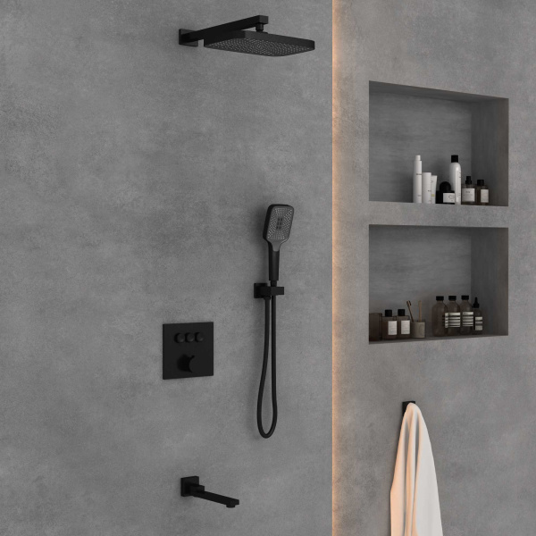 Душевой комплект VSFW-4311MB встраиваемый, трехрежимный, черный