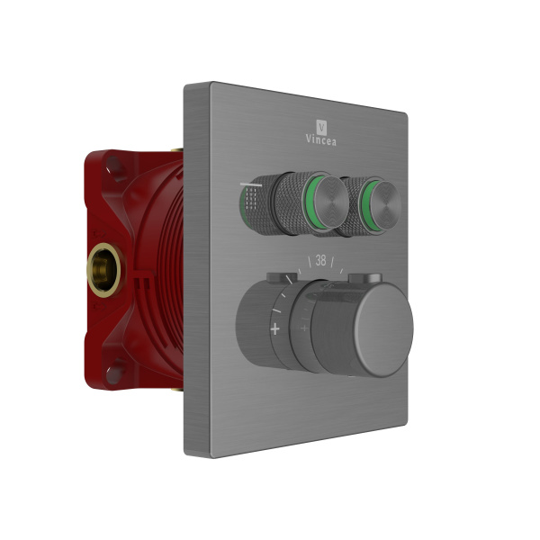 Встраиваемый смеситель для душа VSCV-321T-MGM двухфункциональный, термостатический, вороненая сталь