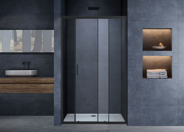 Душевая дверь Alpha VDS-3AL110CLB, 1100, черный, стекло прозрачное Душевая дверь Alpha VDS-3AL110CLB, 1100, черный, стекло прозрачное